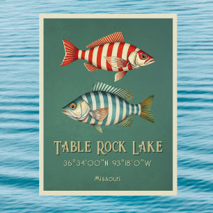 Postale Table Rock Lake Missouri rayé Poisson Carte postal