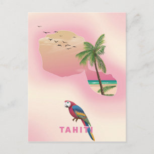 Postale Tahiti carte illustrée affiche de voyage