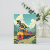 Postale Tard pour le train Dinosaur Raptor Funny carte pos (Debout devant)
