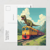 Postale Tard pour le train Dinosaur Raptor Funny carte pos (Devant / Derrière)