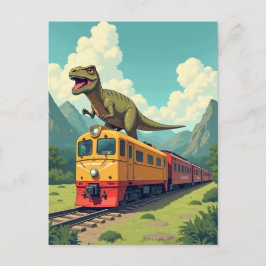 Postale Tard pour le train Dinosaur Raptor Funny carte pos (Devant)