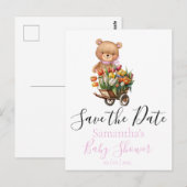 Postale Teddy Bear Floral Rustic Enregistrer la date Carte (Devant / Derrière)