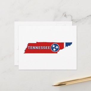 Postale Tennessee Carte de l'état en forme Drapeau avec no