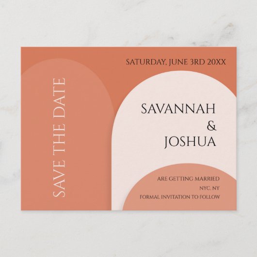 POSTALE TERRACOTTA MARIAGE ARCH ENREGISTRER LA DATE CARTE  (Devant)