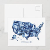 Postale Terre que j'aime - Carte des États-Unis (Devant / Derrière)