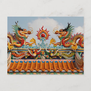 Postale Thaïlande Bangkok carte avec deux dragons temple