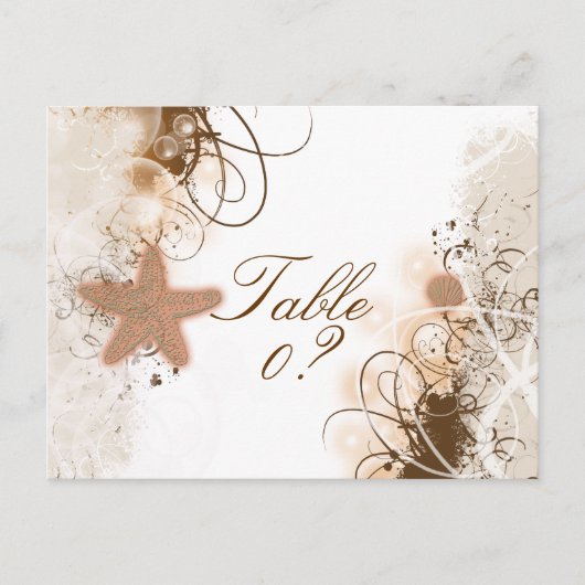 Postale Thème de mariage sur la plage ~ Carte de numéro de (Devant)