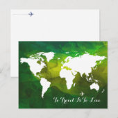 Postale thème du voyage . carte du monde (Devant / Derrière)