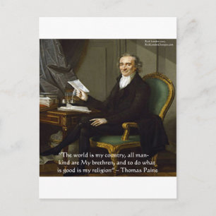 Postale Thomas Paine "Mes Frères" Citation Cadeaux & Carte