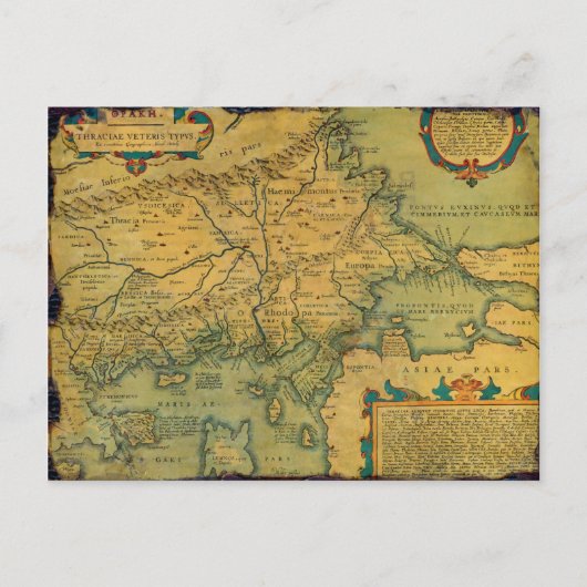 Postale Thraciae Veteris Typvs Carte par Abraham Ortelius (Devant)