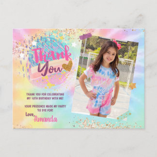 Postale Tie Dye Rainbow Photo Carte de remerciements