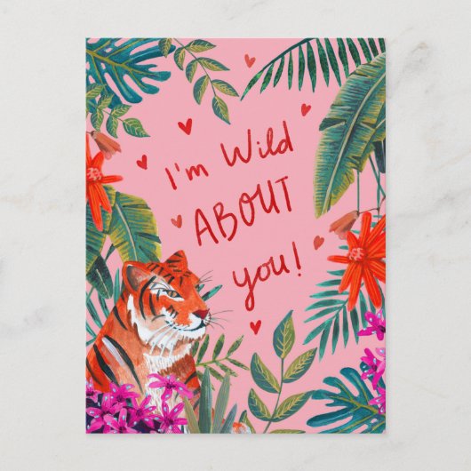 Postale Tiger Je suis fou de toi carte de la Saint Valenti (Devant)