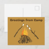 Postale Toasting Marshmallows Salutations de Camp Carte po (Devant / Derrière)