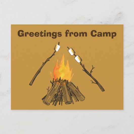 Postale Toasting Marshmallows Salutations de Camp Carte po (Devant)