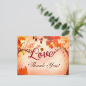 Postale TOMBER DANS L'AMOUR Automne Carte de remerciements (Debout devant)