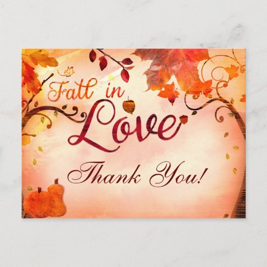 Postale TOMBER DANS L'AMOUR Automne Carte de remerciements (Devant)