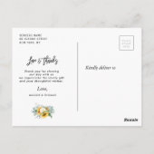 Postale tournesol script marine bleu mariage carte de reme (Dos)