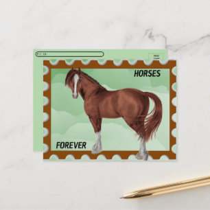 Postale Traversée - Cheval Brown Postage Look Carte postal