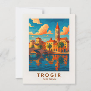 Postale Trogir Croatie Affiche de voyage vintage Carte pos