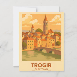 Postale Trogir Croatie Affiche de voyage vintage Carte pos