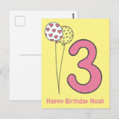 Postale Trois - Jolies Enfants Colorés Carte d'anniversair (Devant / Derrière)