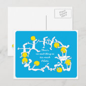 Postale Trop de Pilates Carte postale, bleu (Devant / Derrière)