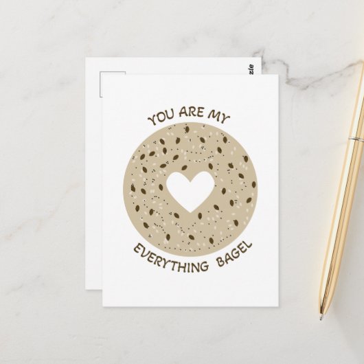 Postale Tu es mon bagel tout - Carte de la Saint-Valentin (Devant/Arrière en situation)