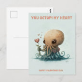 Postale Tu Octopi mon coeur, carte Valentine (Devant / Derrière)