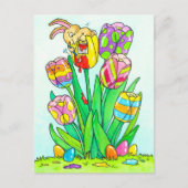 Postale Tulipes de Pâques avec carte de lapin (Devant)