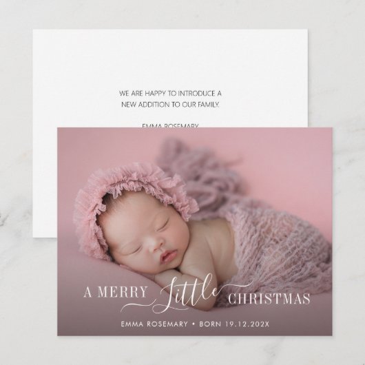Postale typographie carte faire-part de naissance de noël (Devant / Derrière)