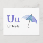 Postale U est pour Umbrella - Carte Flash Alphabet (Devant)