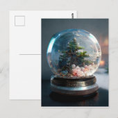 Postale Un globe de neige avec un arbre de Noël Carte post (Devant / Derrière)