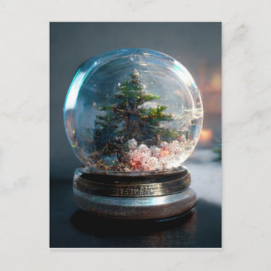 Postale Un globe de neige avec un arbre de Noël Carte post