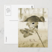 Postale Un joli ours en peluche avec une fleur - carte pos (Devant / Derrière)