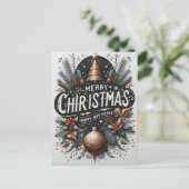 Postale Un salut festif : Joyeux message Carte de Noël (Debout devant)