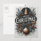 Postale Un salut festif : Joyeux message Carte de Noël (Devant / Derrière)
