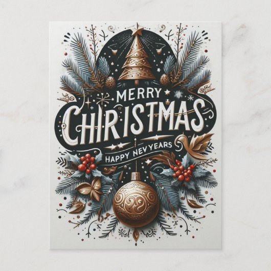 Postale Un salut festif : Joyeux message Carte de Noël (Devant)