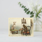 Postale Un singe peint une carte de Noël pour chien (Debout devant)