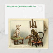Postale Un singe peint une carte de Noël pour chien (Devant / Derrière)