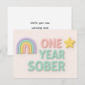 Postale Une année Sober sobriété anniversaire carte d'anni (Devant / Derrière)
