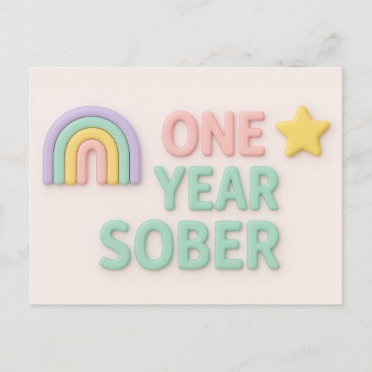 Postale Une année Sober sobriété anniversaire carte d'anni (Devant)