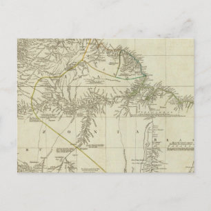 Postale Une carte de l'Amérique du Sud, section nord