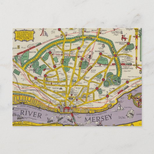 Postale Une carte de Merseyside, Liverpool (Devant)