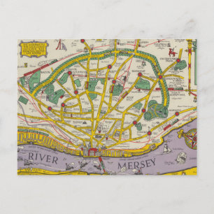 Postale Une carte de Merseyside, Liverpool