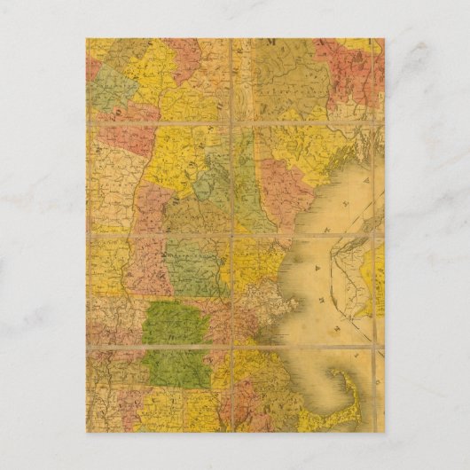 Postale Une carte des états de la Nouvelle Angleterre (Devant)