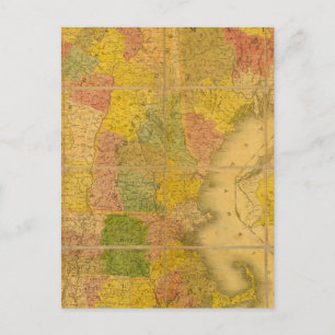 Postale Une carte des états de la Nouvelle Angleterre