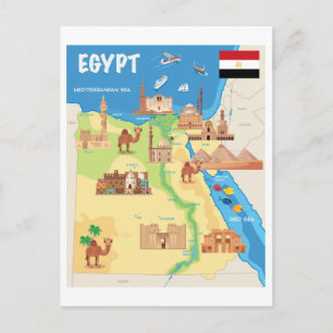 Postale Une carte dessin animé de l'Égypte