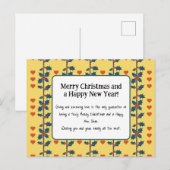 Postale une carte Joyeuse nouvelle année jaune v6/6 (Devant / Derrière)
