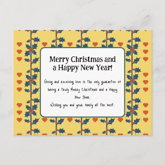 Postale une carte Joyeuse nouvelle année jaune v6/6 (Devant)