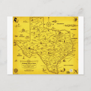 Postale Une carte littéraire du Texas par Dallas Pub Lib (